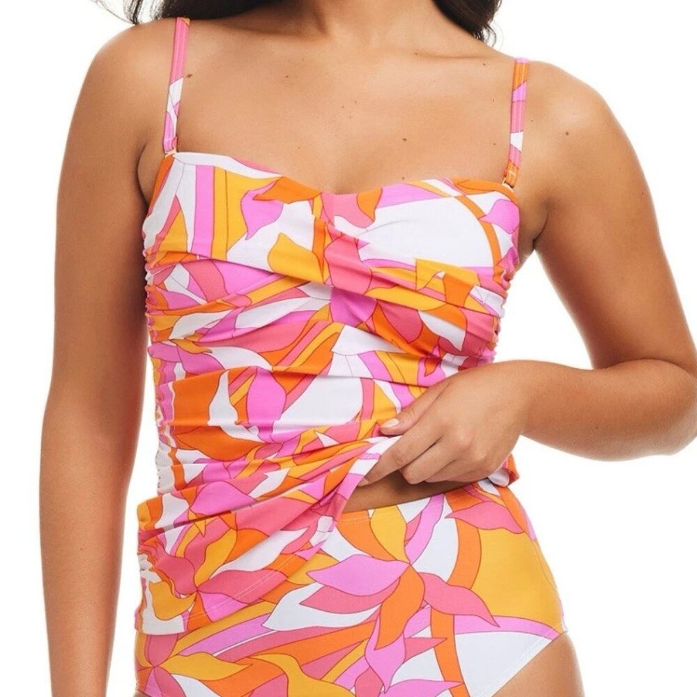 Beyond Control Multicolor Twist-Front Tankini Top